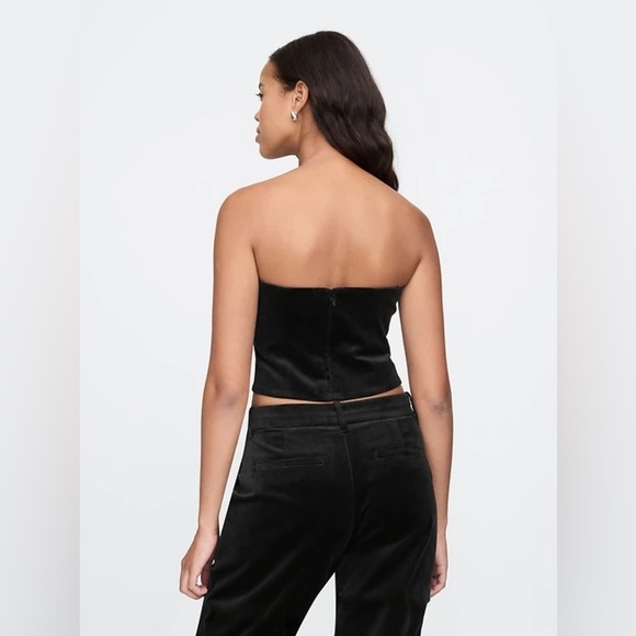 Gap Size L Black Velvet Crop Tube Top - Picture 3 of 12